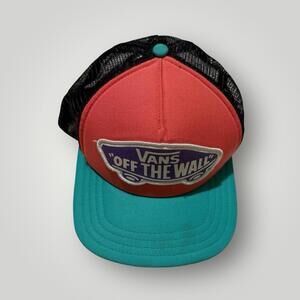 Vans Off The Wall Pink Teal Snapback Mesh Trucker Cap Men’s
